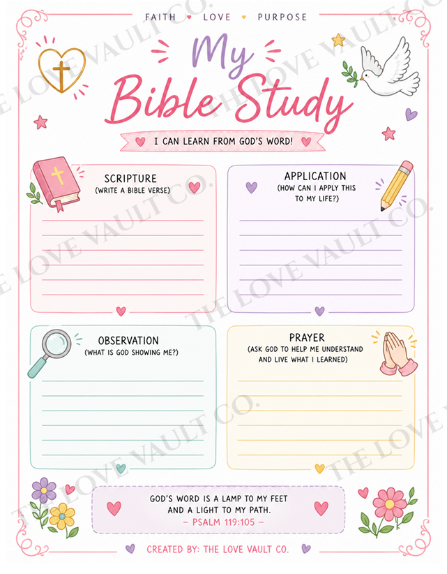 Kids Faith Journal Printable Bundle | Faith Journal for Girls